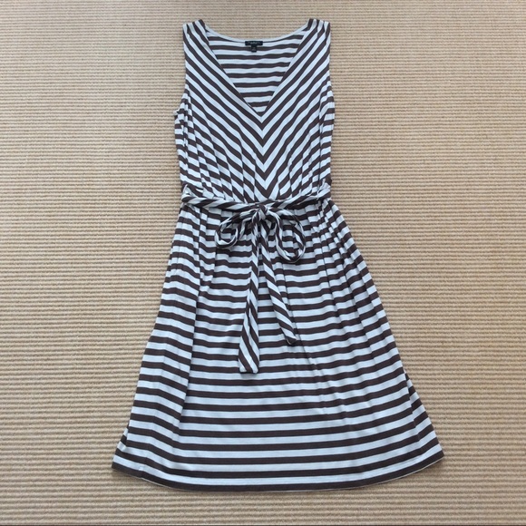 Talbots Dresses & Skirts - Talbots Brown & White Striped Sun Dress, XS-S